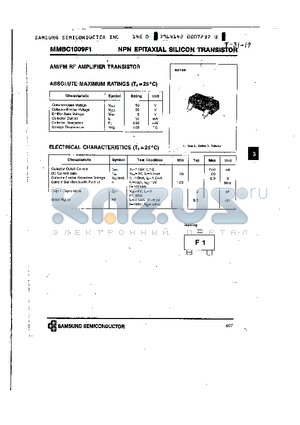 MMBC1009F1 datasheet - AM/FM RF AMPLIFIER TRANSISTOR