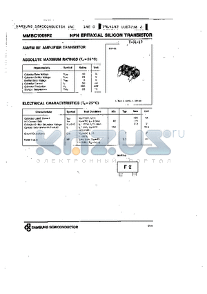 MMBC1009F2 datasheet - NPN (AM/FM RF AMPLIFIER TRANSISTOR)