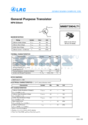 MMB3904LT1 datasheet - General Purpose Transistor(NPN Silicon)