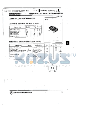 MMBC1009F5 datasheet - NPN (AM/FM RF AMPLIFIER TRANSISTOR)