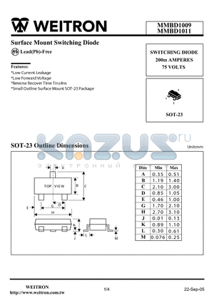 MMBD1009 datasheet - Surface Mount Switching Diode