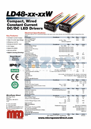 LD48 datasheet - Compact, Wired Constant Current DC/DC LED Drivers