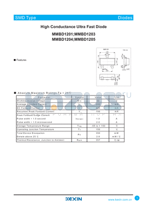 MMBD1201 datasheet - High Conductance Ultra Fast Diode