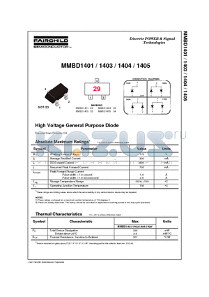 MMBD1401 datasheet - High Voltage General Purpose Diode