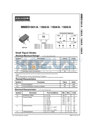 MMBD1501 datasheet - Small Signal Diodes