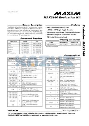 MAX2140_1 datasheet - Evaluation Kit