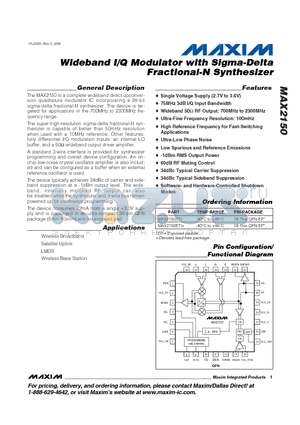 MAX2150_06 datasheet - Wideband I/Q Modulator with Sigma-Delta Fractional-N Synthesizer