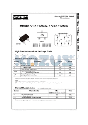 MMBD1703A datasheet - High Conductance Low Leakage Diode