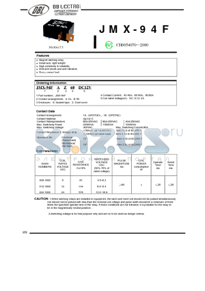 JMX-94F datasheet - Magnet latching relay Small size, light weight