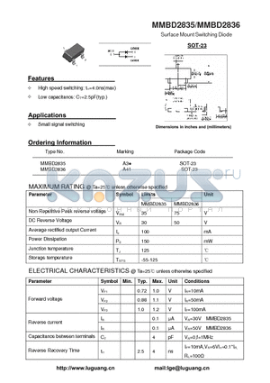 MMBD2835 datasheet - Surface Mount Switching Diode