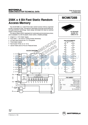 MCM6728B datasheet - 256K x 4 Bit Fast Static Random Access Memory