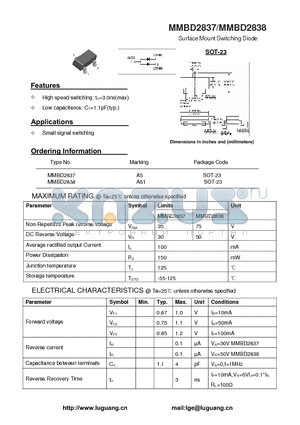 MMBD2837 datasheet - Surface Mount Switching Diode