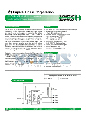 ILC5140XCS datasheet - CMOS MULTILEVEL VOLTAGE DETECTOR