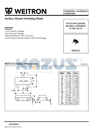 MMBD2838 datasheet - Surface Mount Switching Diode