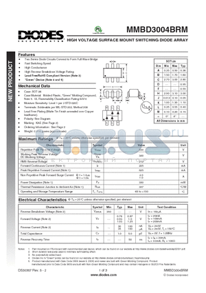 MMBD3004BRM datasheet - HIGH VOLTAGE SURFACE MOUNT SWITCHING DIODE ARRAY