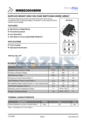 MMBD3004BRM datasheet - SURFACE MOUNT HIGH VOLTAGE SWITCHING DIODE ARRAY