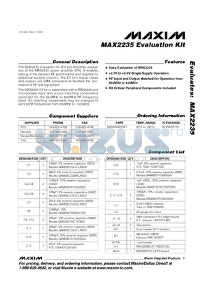 MAX2235 datasheet - Evaluation Kit