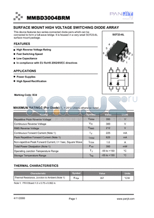 MMBD3004BRM_08 datasheet - SURFACE MOUNT HIGH VOLTAGE SWITCHING DIODE ARRAY