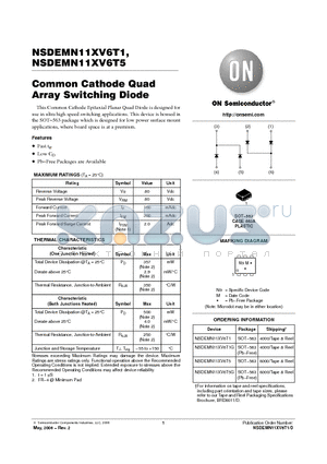 NSDEMN11XV6T5G datasheet - Common Cathode Quad Array Switching Diode
