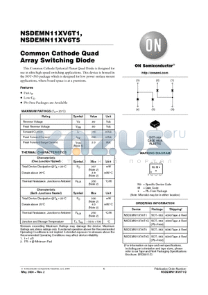 NSDEMN11XV6T1G datasheet - Common Cathode Quad Array Switching Diode