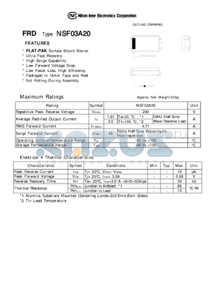 NSF03A20 datasheet - FRD - Low Forward Voltage Drop