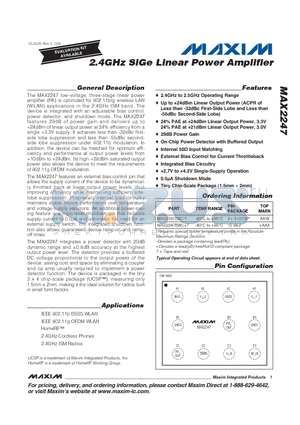 MAX2247 datasheet - 2.4GHz SiGe Linear Power Amplifier