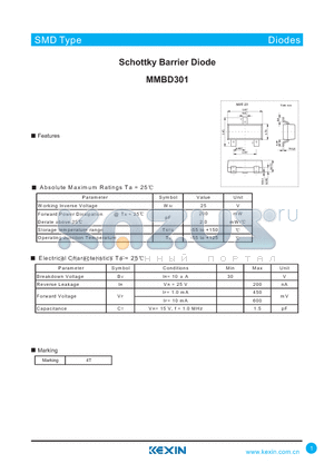 MMBD301 datasheet - Schottky Barrier Diode