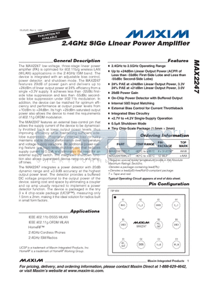 MAX2247_09 datasheet - 2.4GHz SiGe Linear Power Amplifier