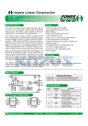 ILC6377SO-ADJ datasheet - 0.5A, 300KHZ, SO-8 PWM/PFM STEP DOWN CONVERTER WITH SHUTDOWN