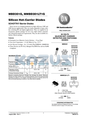 MMBD301LT3G datasheet - Silicon Hot-Carrier Diodes