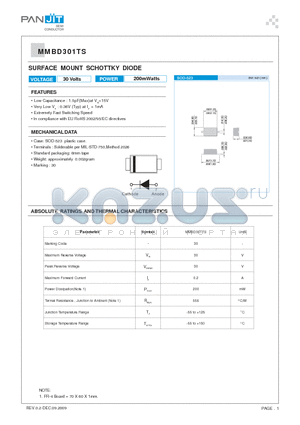 MMBD301TS_09 datasheet - SURFACE MOUNT SCHOTTKY DIODE