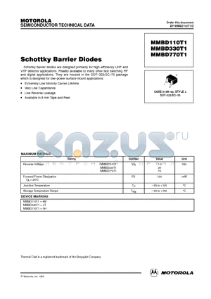 MMBD330T1 datasheet - Schottky Barrier Diodes