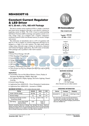 NSI45030T1G datasheet - Constant Current Regulator & LED Driver