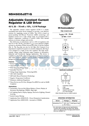 NSI45035JZT1G datasheet - Adjustable Constant Current Regulator & LED Driver