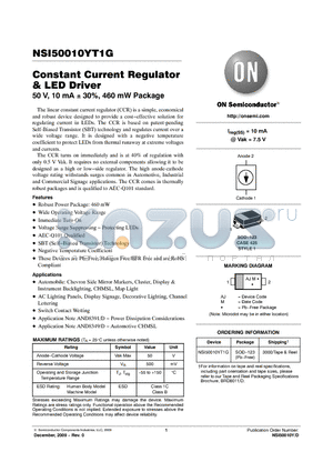 NSI50010YT1G datasheet - Constant Current Regulator & LED Driver