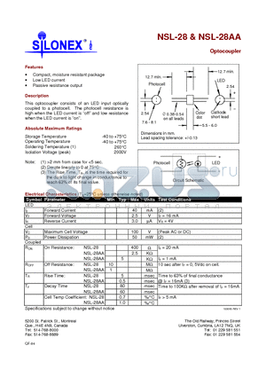 NSL-28 datasheet - Optocoupler