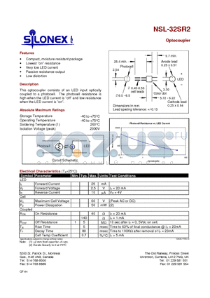 NSL-32SR2 datasheet - Optocoupler