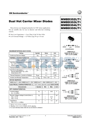 MMBD354LT1 datasheet - Dual Hot Carrier Mixer Diodes