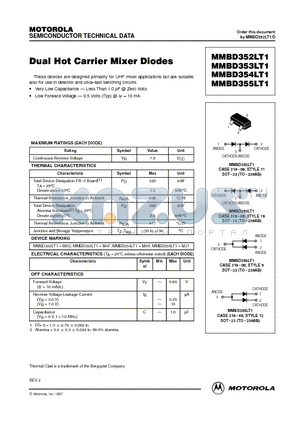 MMBD354LT1 datasheet - Dual Hot Carrier Mixer Diodes