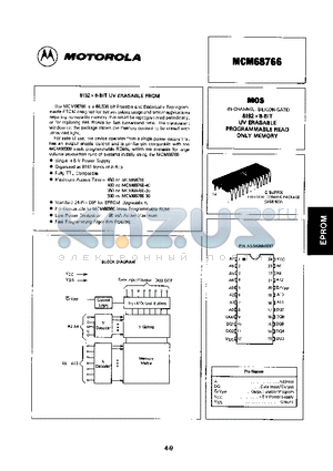 MCM68766 datasheet - B192*8BIT UV ERASABLE PROM