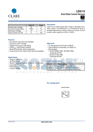 LDA110 datasheet - Solid State Current Sensors
