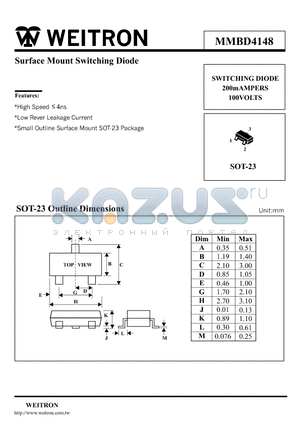 MMBD4148 datasheet - Surface Mount Switching Diode