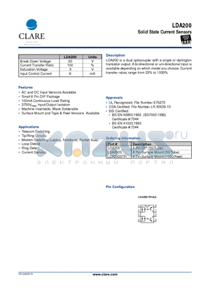 LDA200 datasheet - Solid State Current Sensors