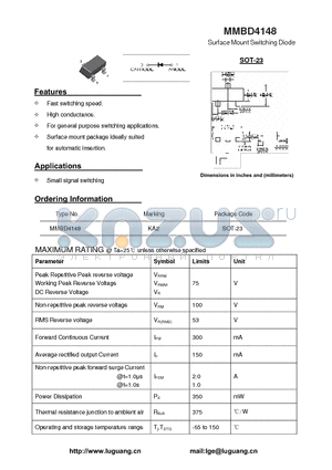 MMBD4148 datasheet - Surface Mount Switching Diode