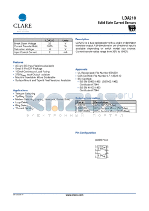 LDA210STR datasheet - Solid State Current Sensors