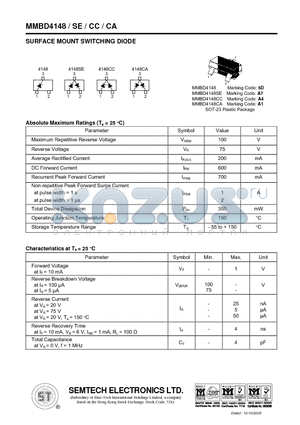 MMBD4148CA datasheet - SURFACE MOUNT SWITCHING DIODE