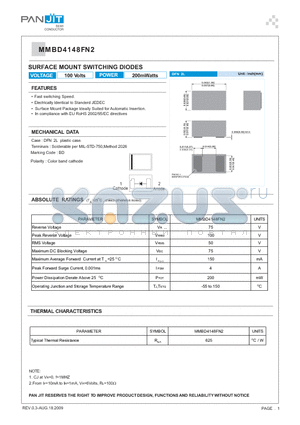 MMBD4148FN2 datasheet - SURFACE MOUNT SWITCHING DIODES