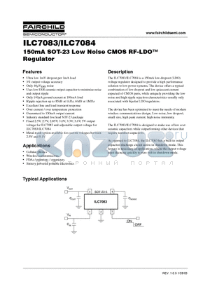 ILC7083AIM527X datasheet - 150mA SOT-23 Low Noise CMOS RF-LDO Regulator