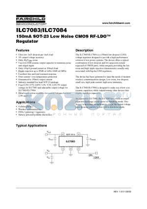 ILC7083AIM536X datasheet - 150mA SOT-23 Low Noise CMOS RF-LDO Regulator
