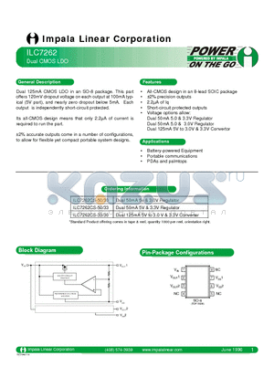 ILC7262CS-50/30 datasheet - DUAL CMOS LDO